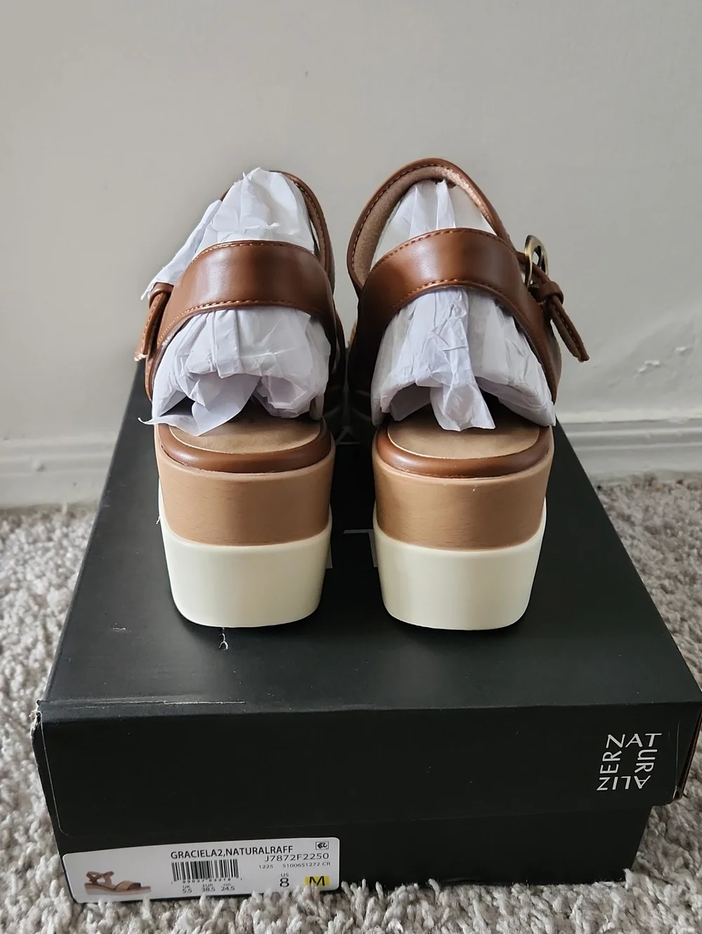 Naturalizer Graciela2 Wedge Sandal in Brown and Natural